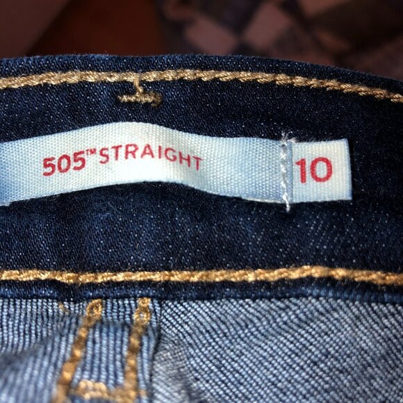 Levis 505 Womens Size 10 Dark Wash Blue Straight Leg Pockets Denim Jeans - Picture 7 of 9